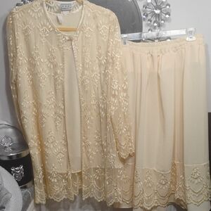 Canary Yellow Lace Skirt Set